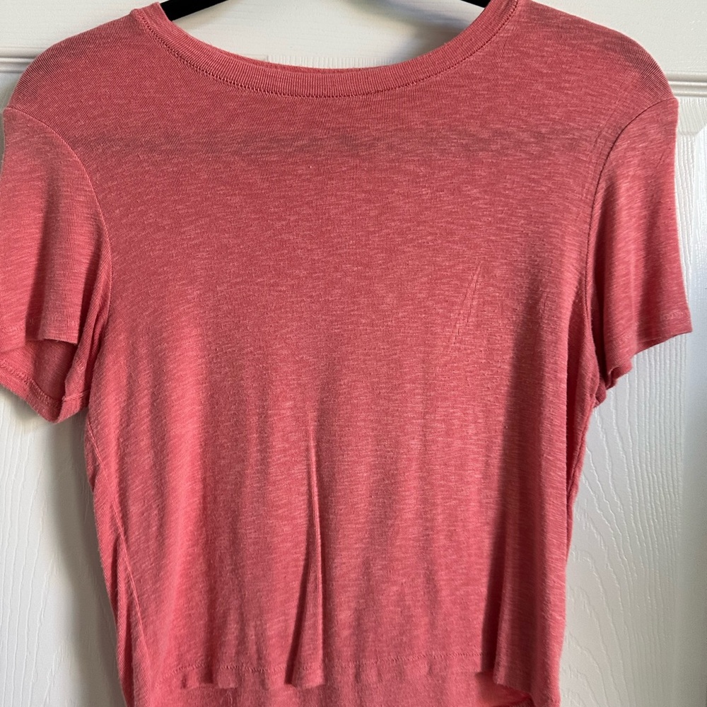 American Eagle Outfitters Pink Fitted Short Sleeve T-Shirt
